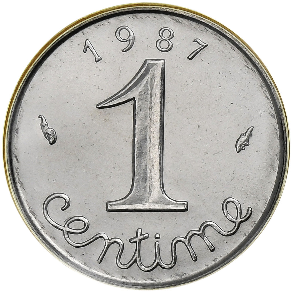 Moneta, Francja, Épi, Centime, 1987, Paris, MS(65-70), Stal nierdzewna, KM:928