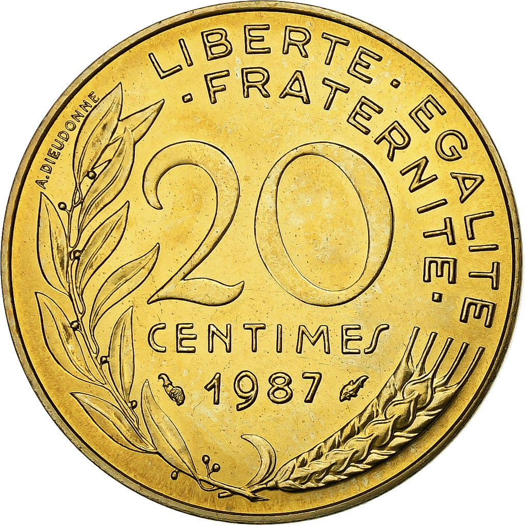 Francia, 20 Centimes, Marianne, 1987, Paris, FDC, Alluminio-bronzo, FDC