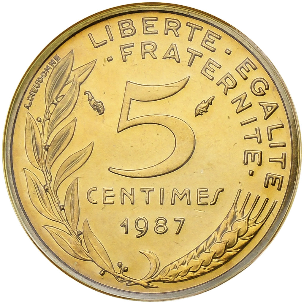 France, 5 Centimes, Marianne, 1987, Paris, FDC, Aluminum-Bronze, MS(65-70)