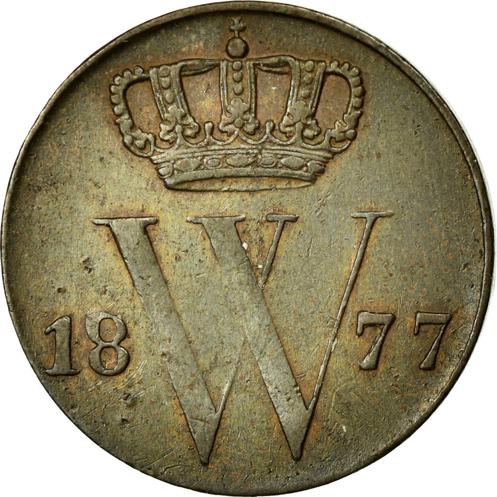 Monnaie, Pays-Bas, William III, 1/2 Cent, 1877, TTB+, Cuivre, KM:90