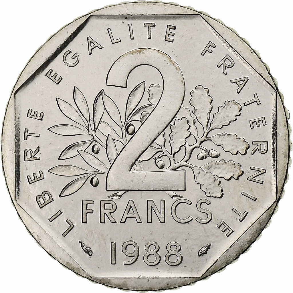 Moneta, Francia, Semeuse, 2 Francs, 1988, Monnaie de Paris, série FDC, FDC