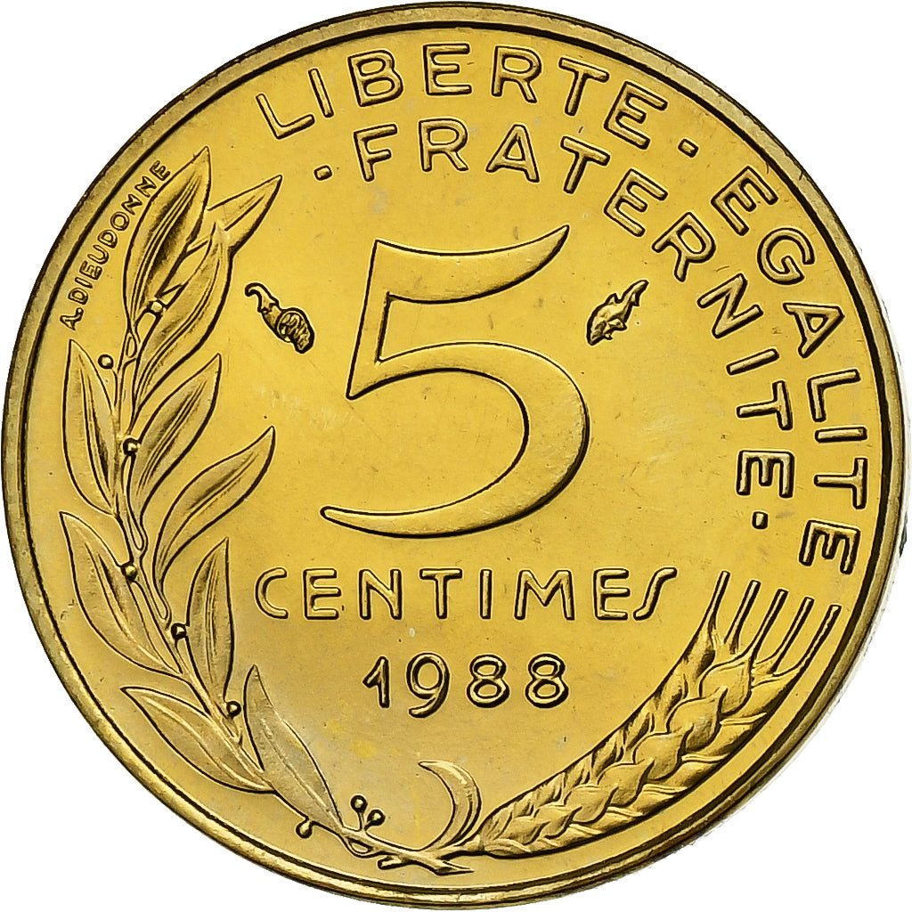 Coin, France, Marianne, 5 Centimes, 1988, Paris, série FDC, MS(65-70)