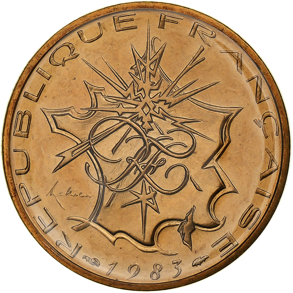 Moneta, Francja, Mathieu, 10 Francs, 1983, Paris, Tranche A, MS(65-70), Mosiądz