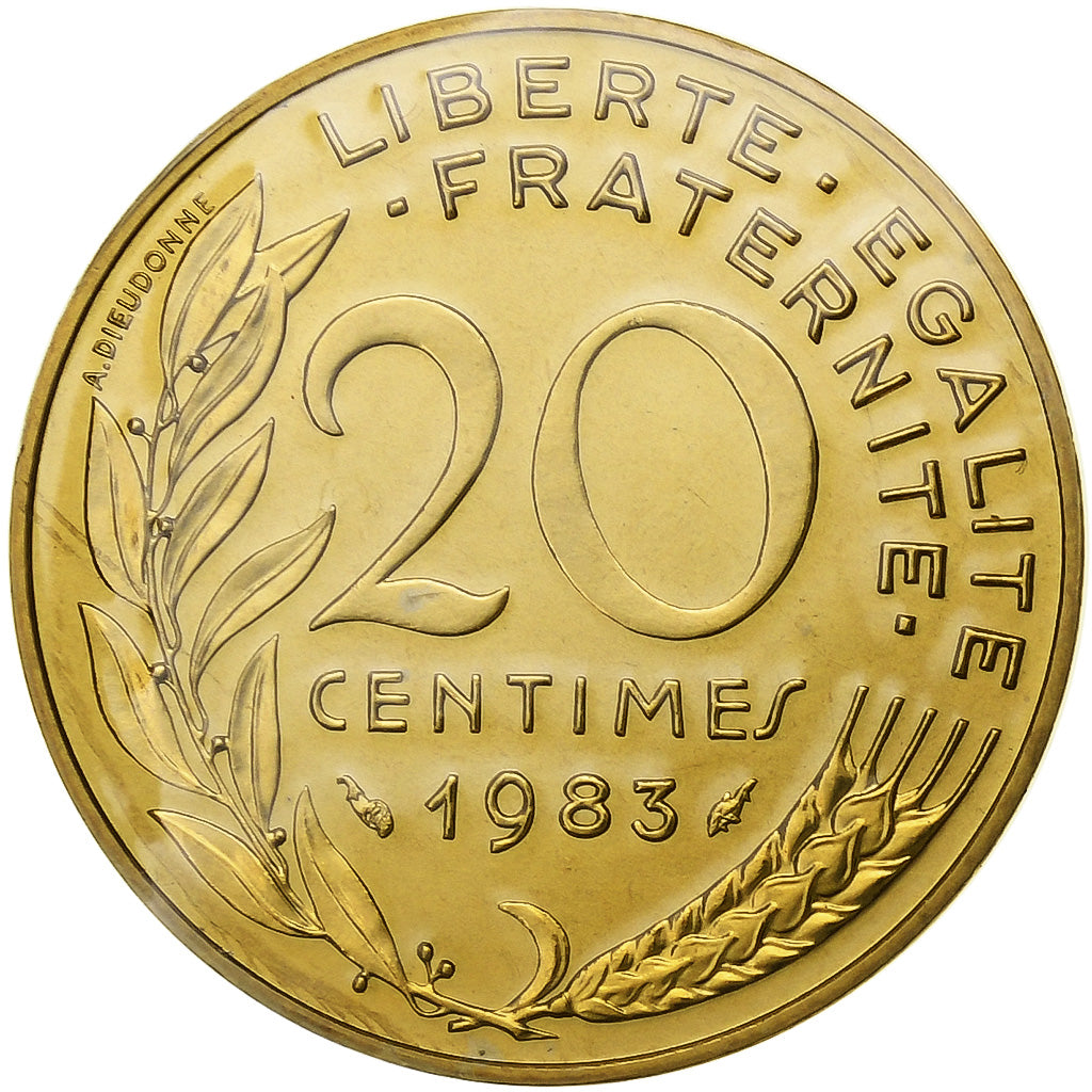 Moeda, França, Marianne, 20 Centimes, 1983, Paris, série FDC, MS(65-70)