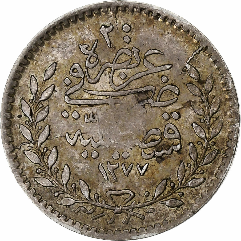 Turkije, Ottoman Empire, Abdulaziz, 20 Para, AH 1277/1861, Zilver, ZF