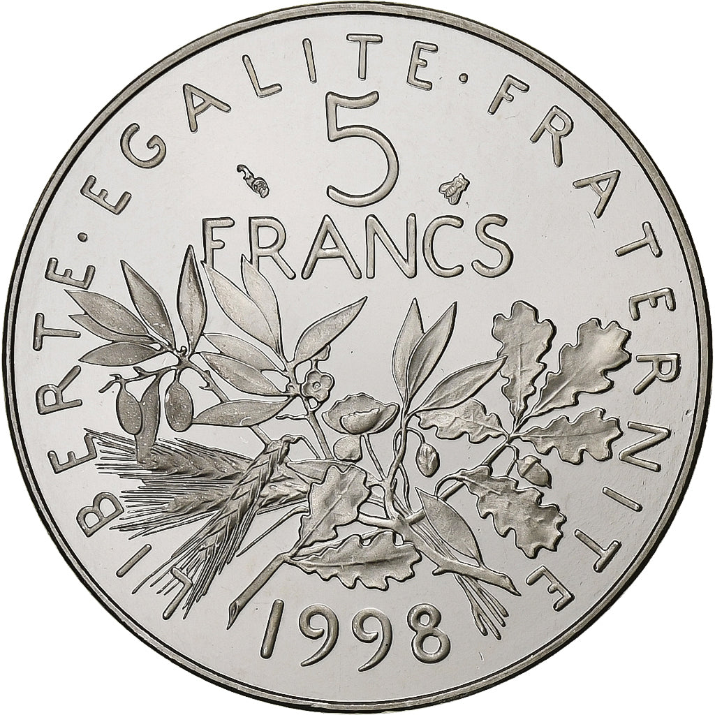 Moneta, Francia, Semeuse, 5 Francs, 1998, Paris, Proof / BE, FDC, Nichel