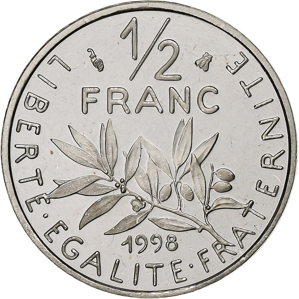 Coin, France, Semeuse, 1/2 Franc, 1998, Paris, Proof / BE, MS(65-70), Nickel