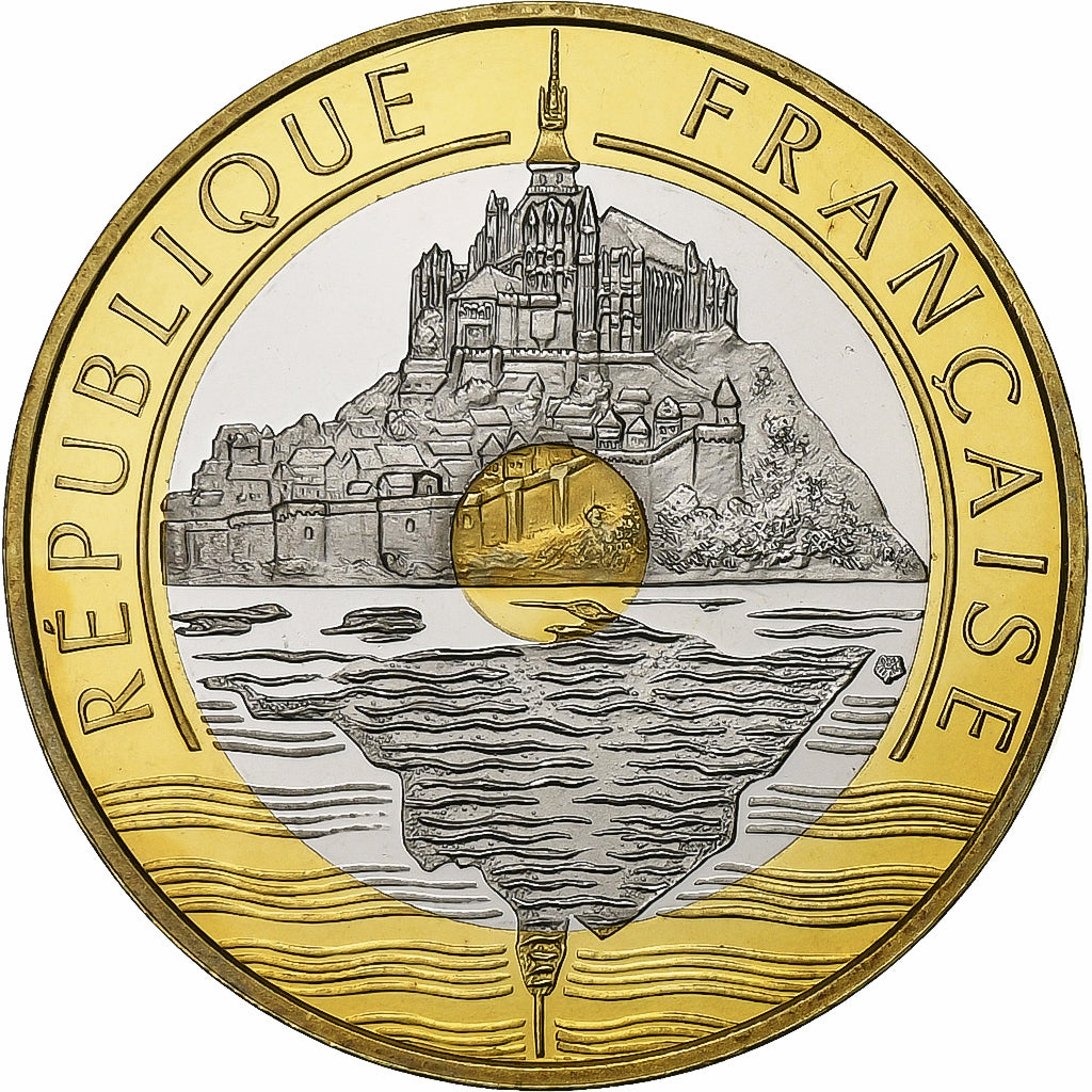 Moeda, França, Mont Saint Michel, 20 Francs, 2000, Paris, Proof / BE