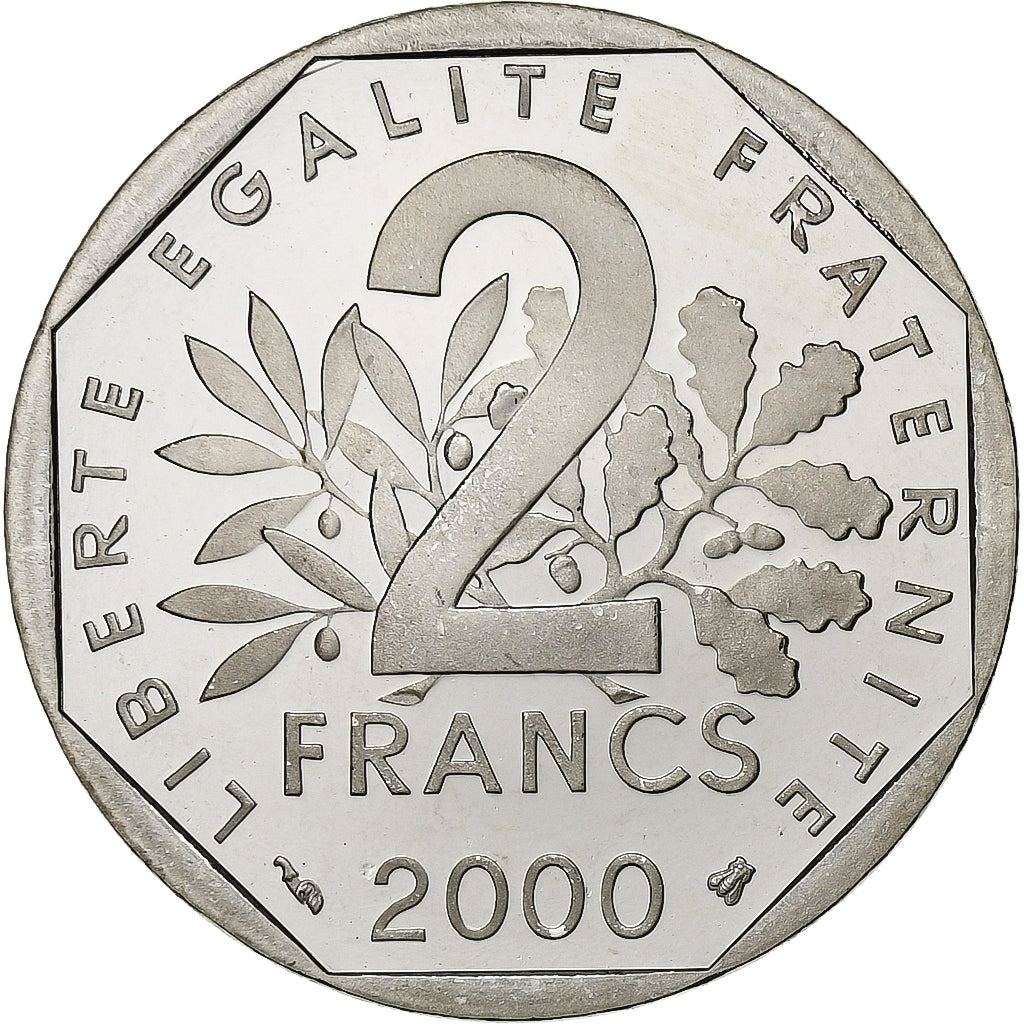 Coin, France, Semeuse, 2 Francs, 2000, Paris, Proof / BE, MS(65-70), Nickel
