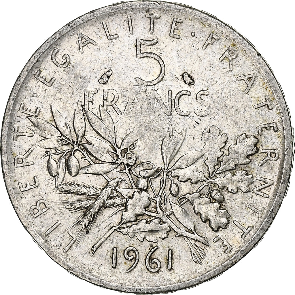 Francia, 5 Francs, Semeuse, SATIRICAL COINS, 1961, Paris, contremarqué OAS