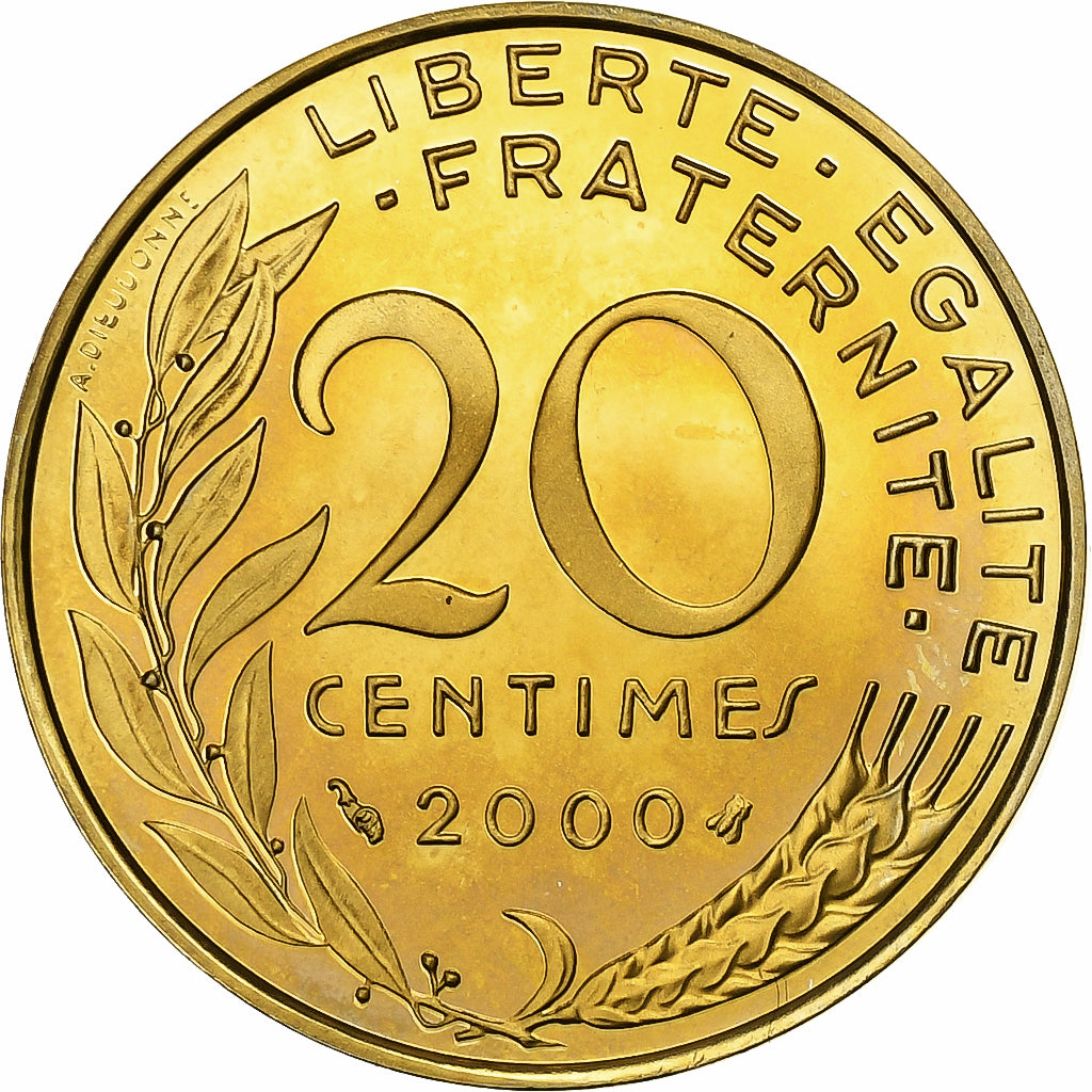 Munten, Frankrijk, Marianne, 20 Centimes, 2000, Paris, Proof / BE, FDC