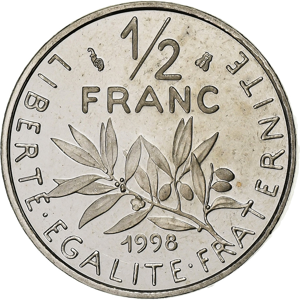 Münze, Frankreich, Semeuse, 1/2 Franc, 1998, Paris, Proof / BE, STGL, Nickel