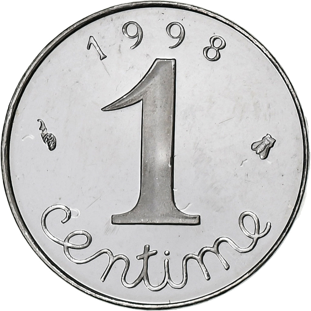 France, Centime, Épi, 1998, Paris, Proof / BE, Stainless Steel, MS(64)