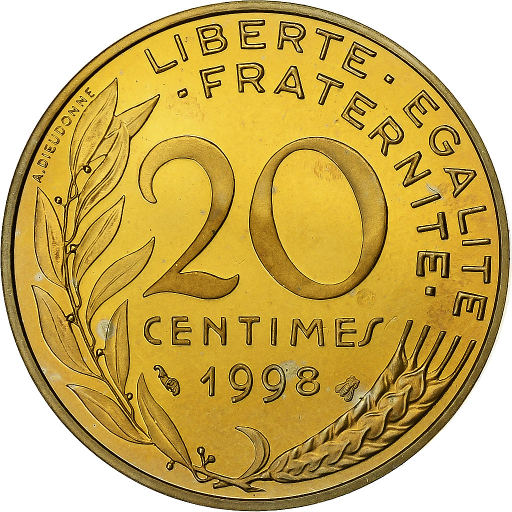Coin, France, Marianne, 20 Centimes, 1998, Paris, Proof / BE, MS(65-70)