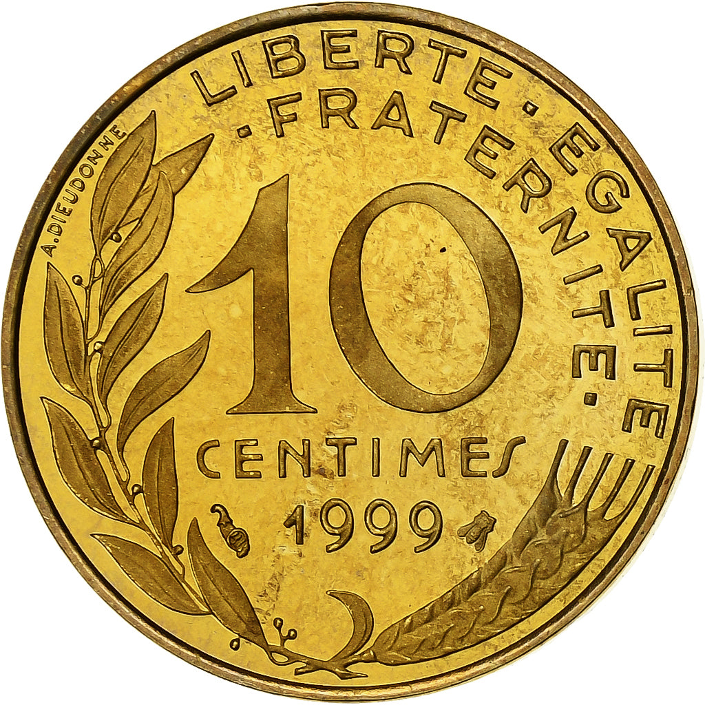 France, 10 Centimes, Marianne, 1999, Paris, Proof / BE, Aluminum-Bronze