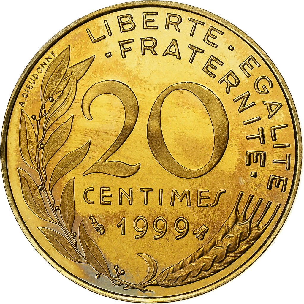 Coin, France, Marianne, 20 Centimes, 1999, Paris, Proof / BE, MS(65-70)