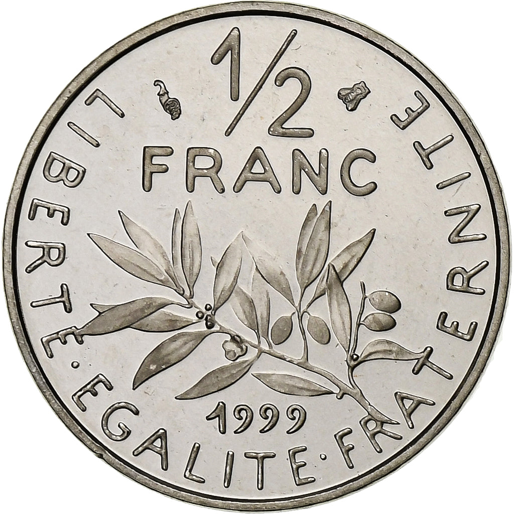 Coin, France, Semeuse, 1/2 Franc, 1999, Paris, Proof / BE, MS(65-70), Nickel