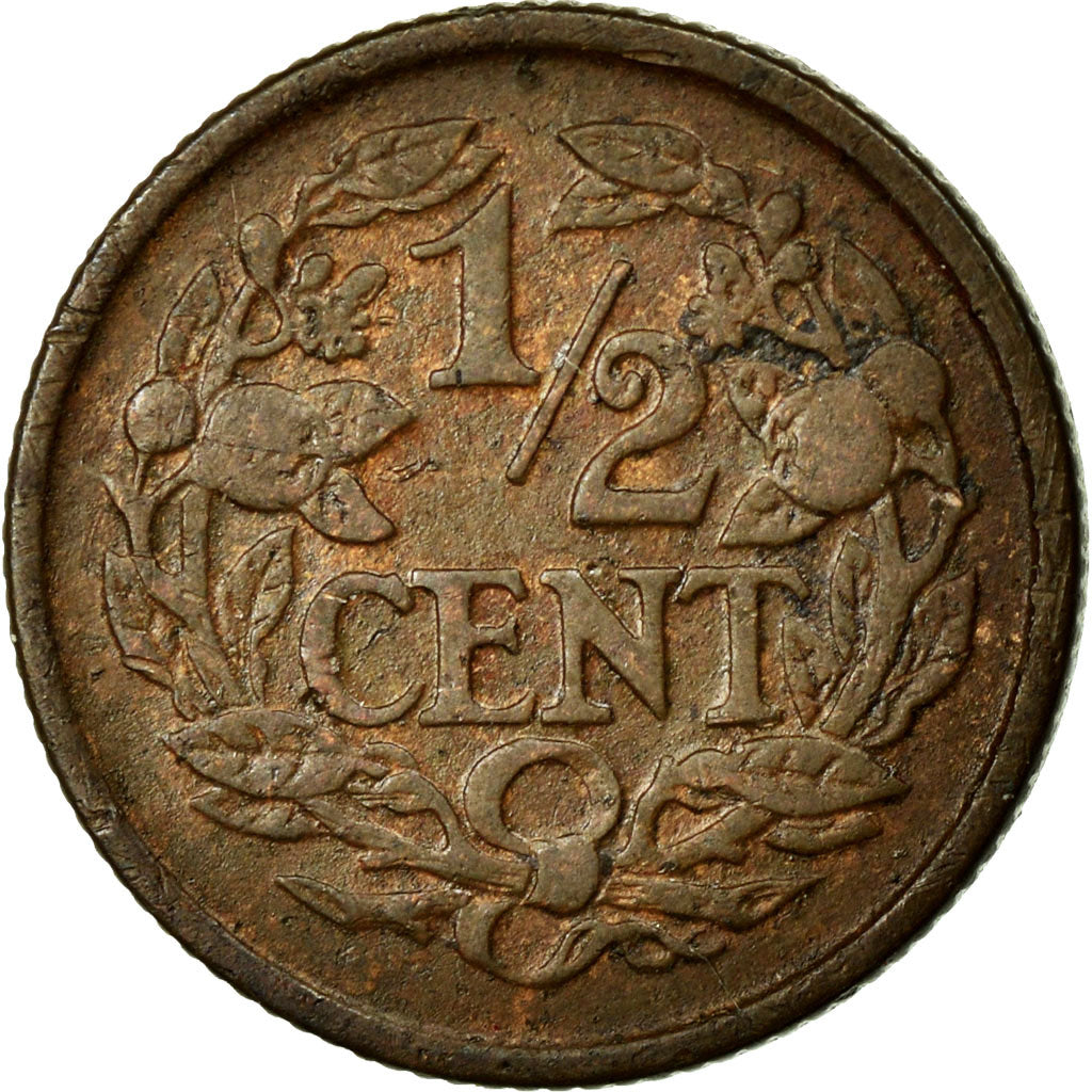 Coin, Netherlands, Wilhelmina I, 1/2 Cent, 1914, AU(55-58), Bronze, KM:138