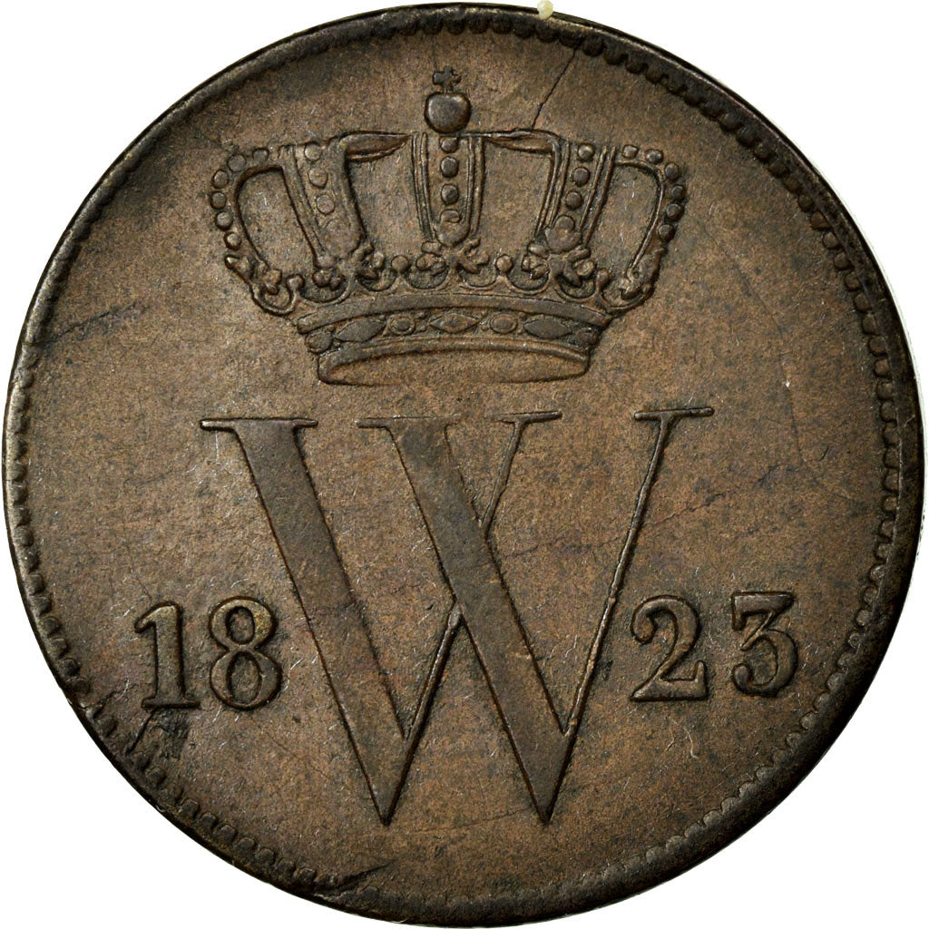 Coin, Netherlands, William I, Cent, 1823, AU(55-58), Copper, KM:47