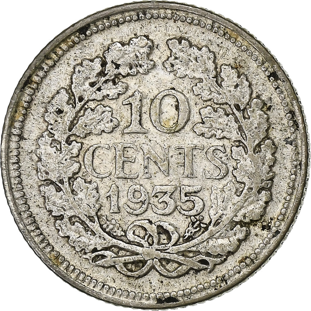 Munten, Nederland, Wilhelmina I, 10 Cents, 1935, ZF, Zilver, KM:163