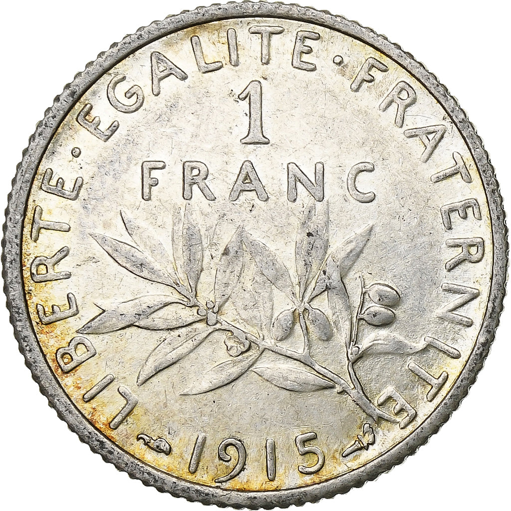 Coin, France, Semeuse, Franc, 1915, Paris, AU(55-58), Silver, KM:844.1