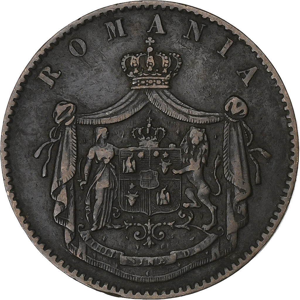 Romania, Carol I, 5 Bani, 1867, Copper, EF(40-45), KM:3.1