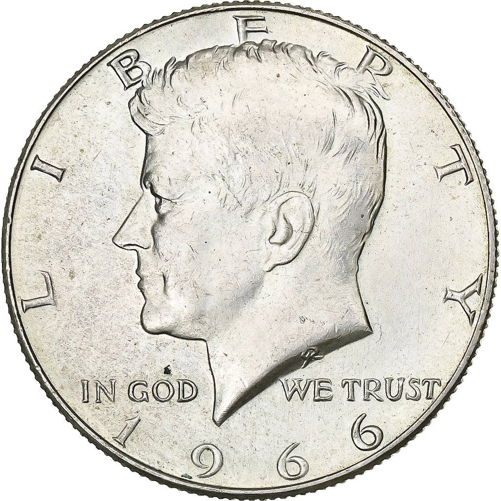 Stati Uniti, Half Dollar, Kennedy, 1966, Philadelphia, Argento, BB+, KM:202a