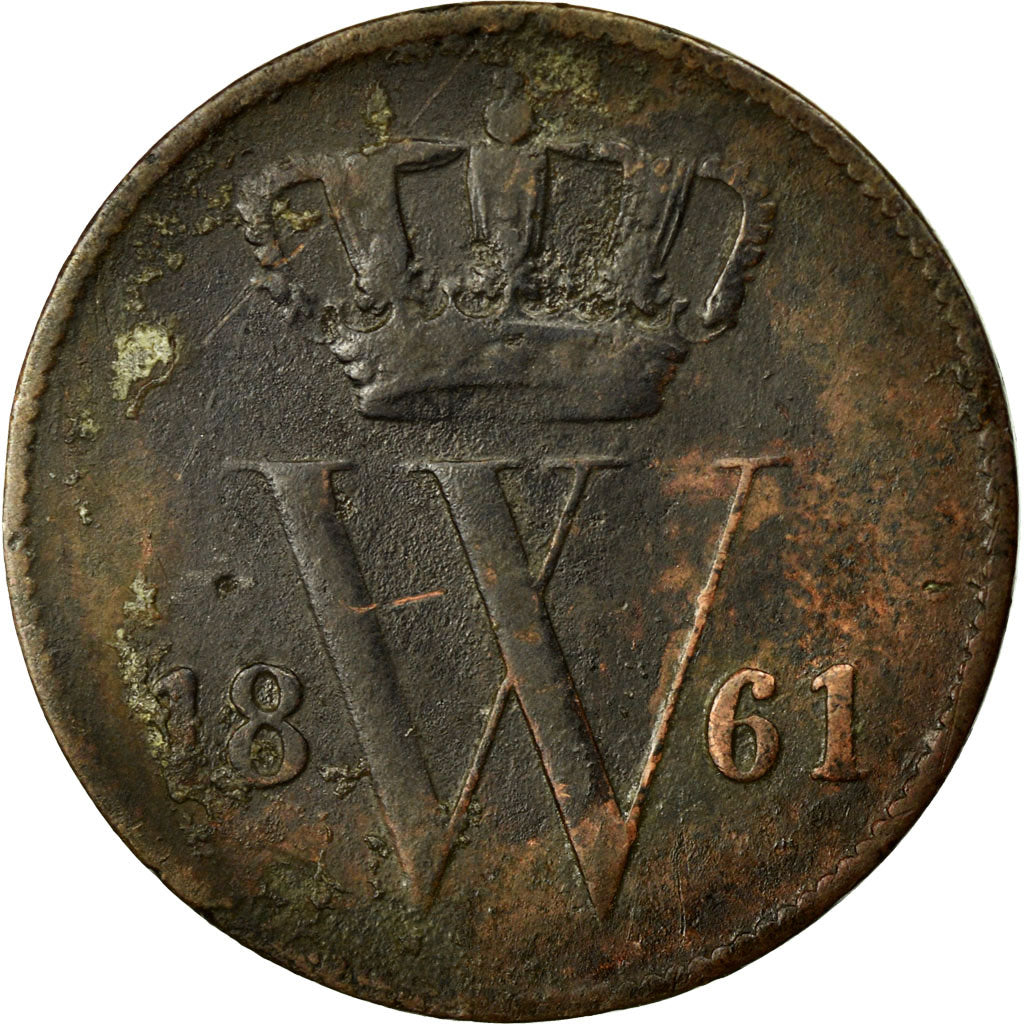 Coin, Netherlands, William III, Cent, 1861, VF(20-25), Copper, KM:100