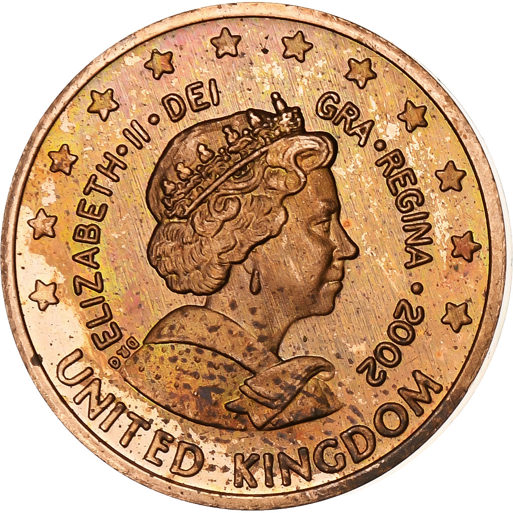 Reino Unido, Fantasy euro patterns, 5 Euro Cent, 2002, MS(63), Aço Cromado a