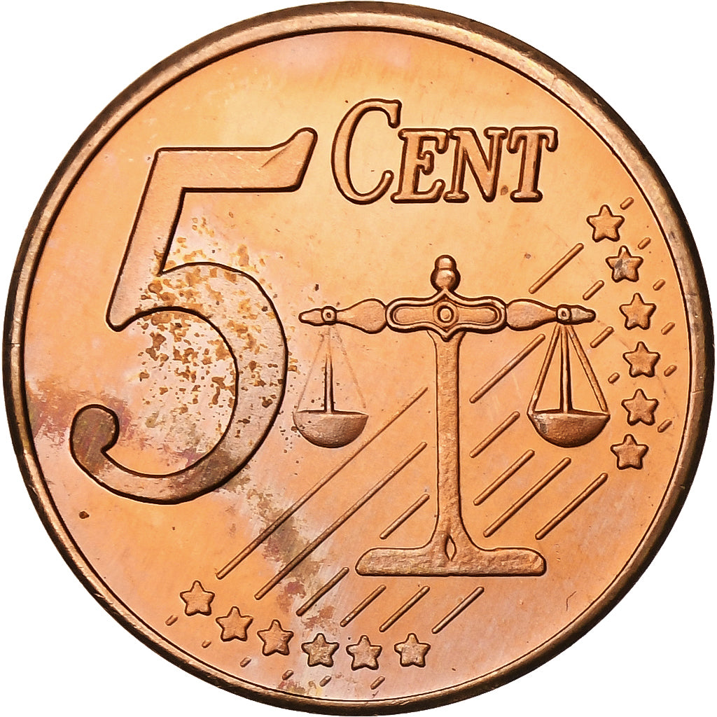 Reino Unido, Fantasy euro patterns, 5 Euro Cent, 2002, MS(63), Aço Cromado a