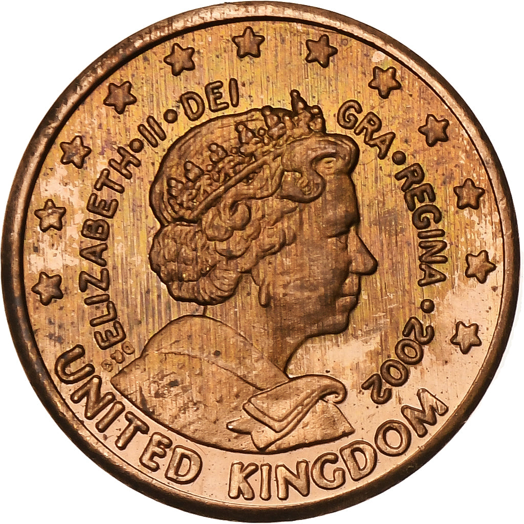 United Kingdom , Fantasy euro patterns, 2 Euro Cent, 2002, SPL, Copper Plated