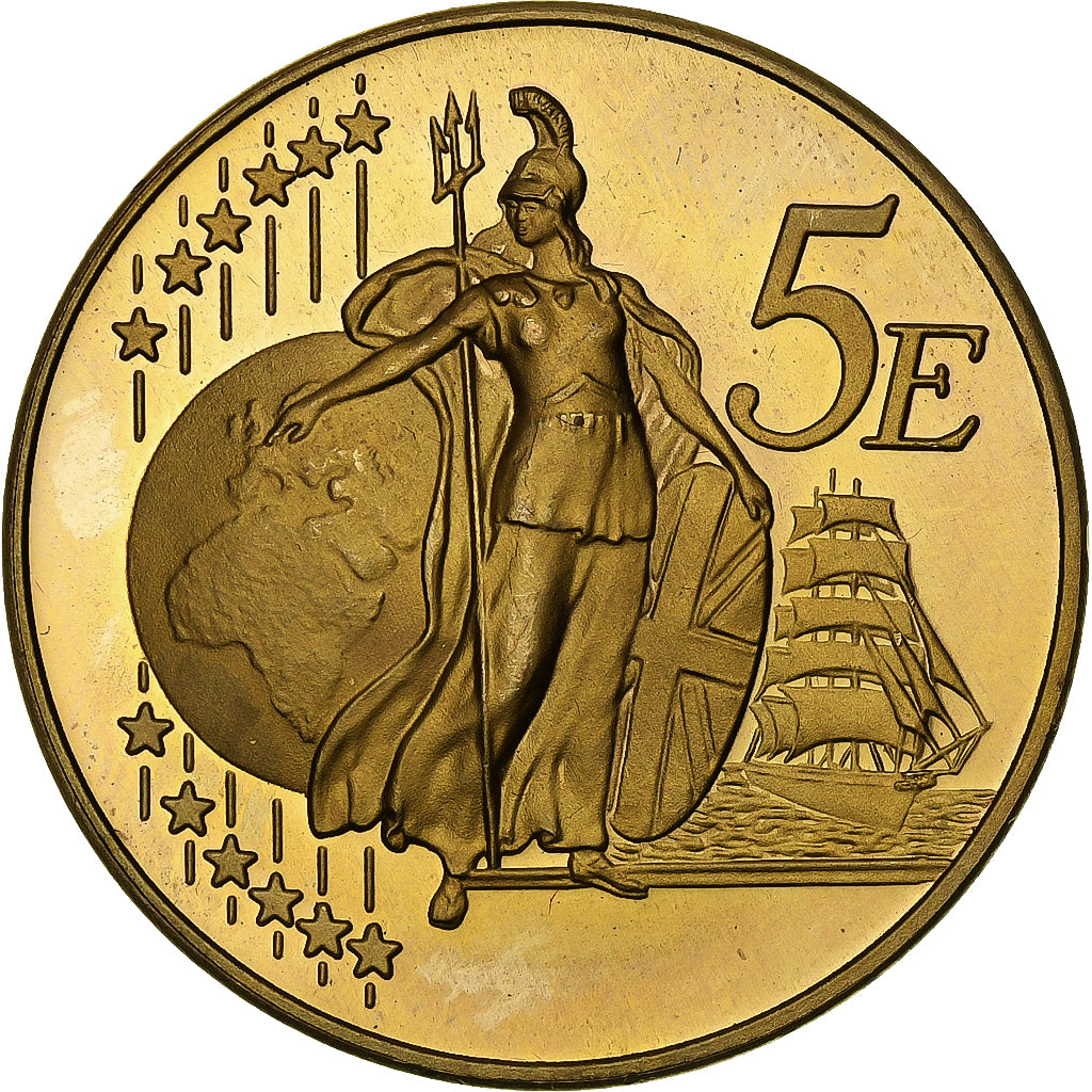 United Kingdom, Elizabeth II, 5 Euro, 2002, Copper-Nickel-Aluminum, MS(63)