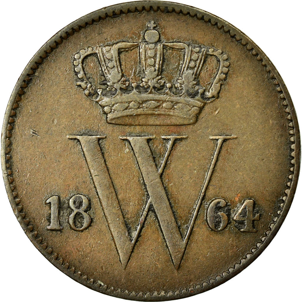 Münze, Niederlande, William III, Cent, 1864, SS+, Kupfer, KM:100