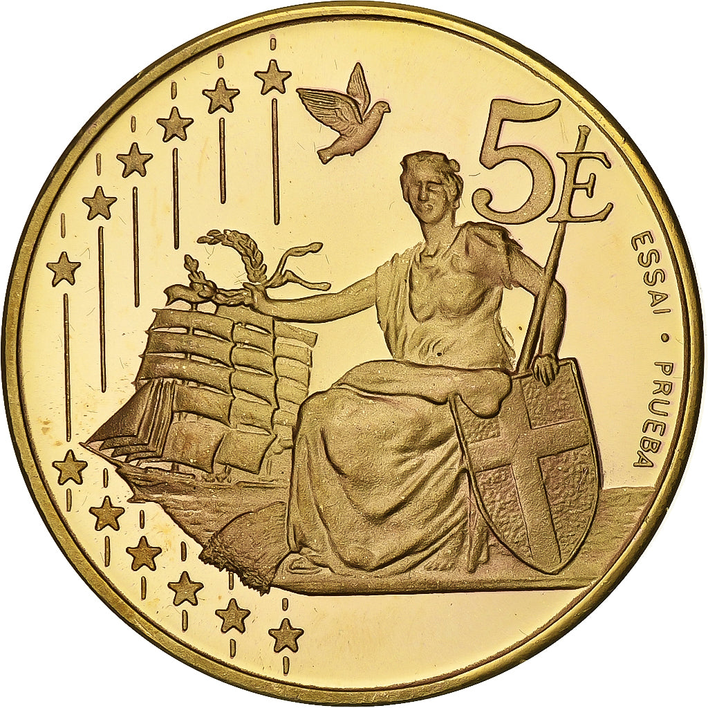 Danemark, 5 Euro, Fantasy euro patterns, 2002, Laiton, SPL