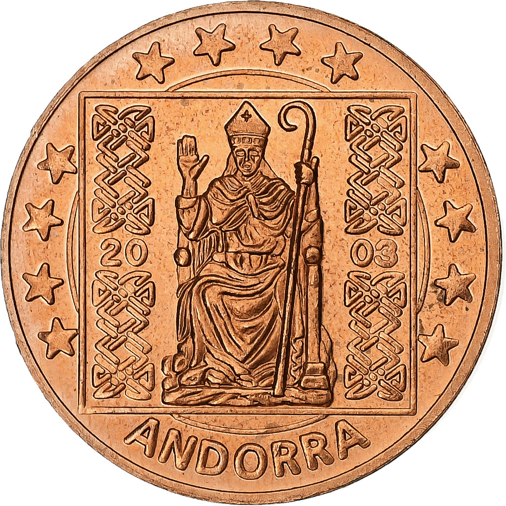 Andorra, Fantasy euro patterns, 5 Euro Cent, 2003, FDC, Copper Plated Steel