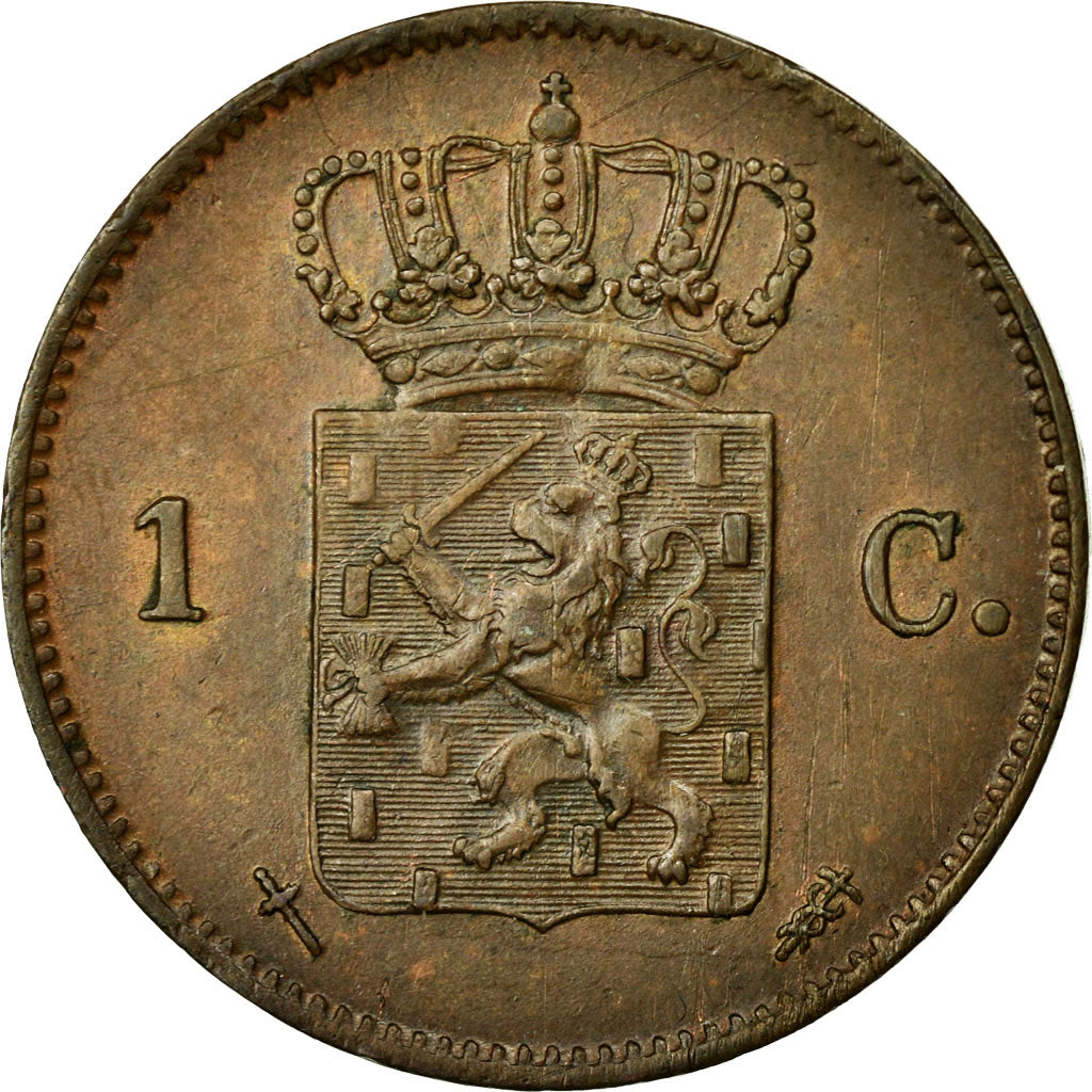 Moneta, Holandia, William III, Cent, 1870, AU(55-58), Miedź, KM:100