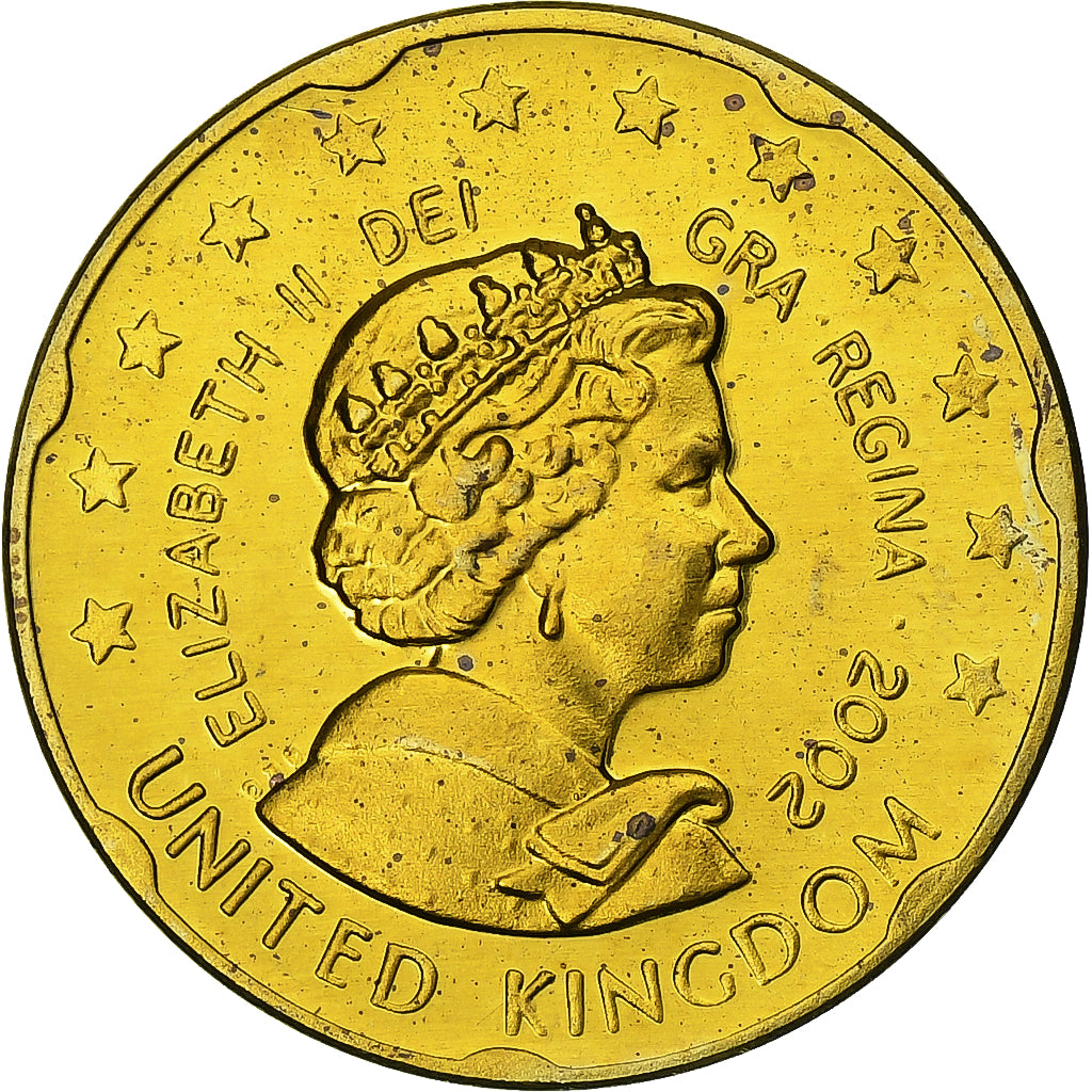 Royaume-Uni, 20 Euro Cent, Fantasy euro patterns, 2002, Laiton, SUP+