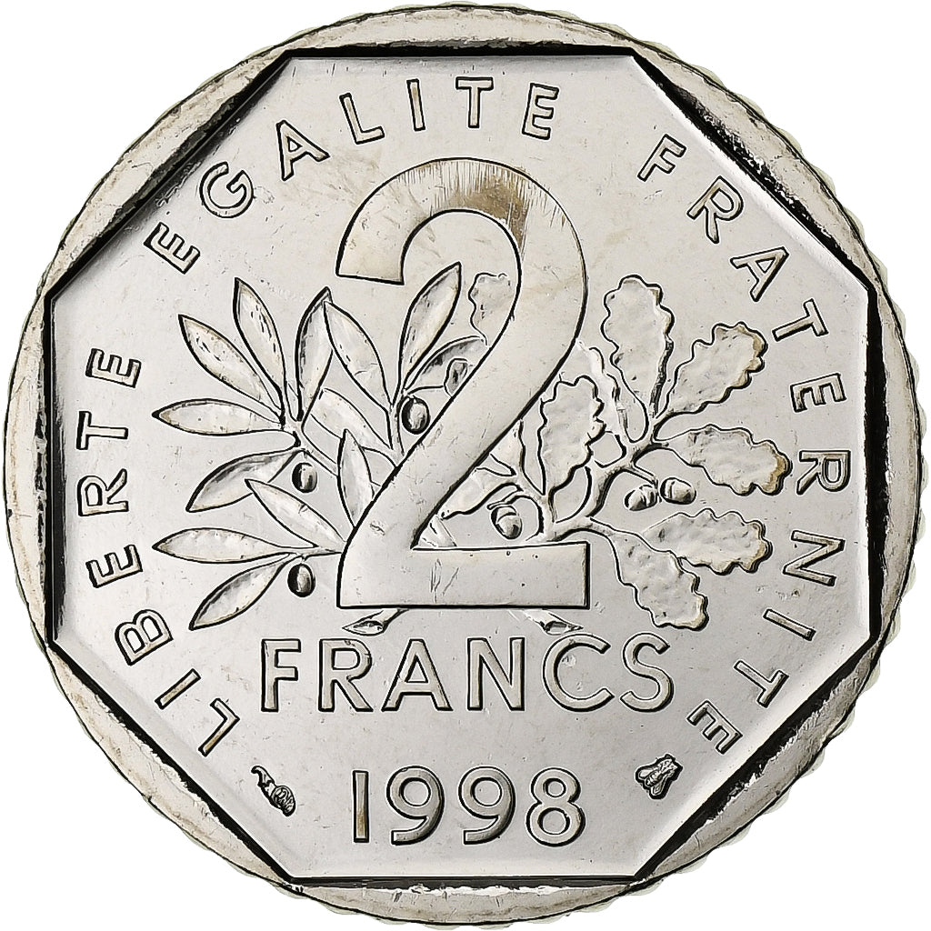 Moneta, Francia, Semeuse, 2 Francs, 1998, Paris, BU, FDC, Nichel, KM:942.1