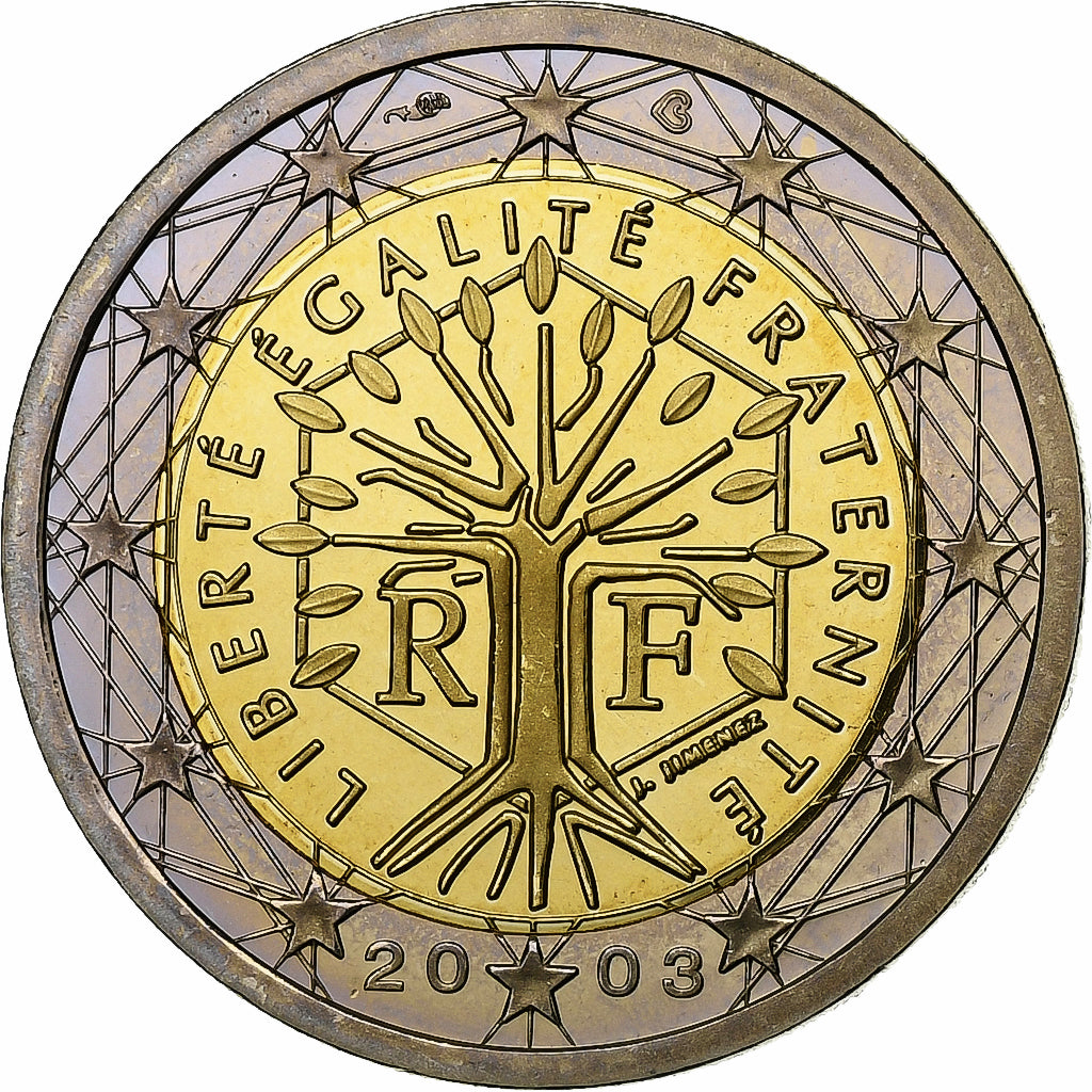 France, 2 Euro, PROOF 2003, MS(65-70), Bi-Metallic, KM:1289