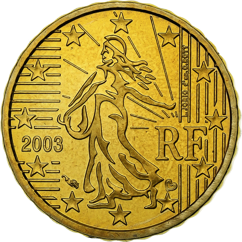 France, 10 Euro Cent, 2003, BE, MS(65-70), Brass, KM:1285
