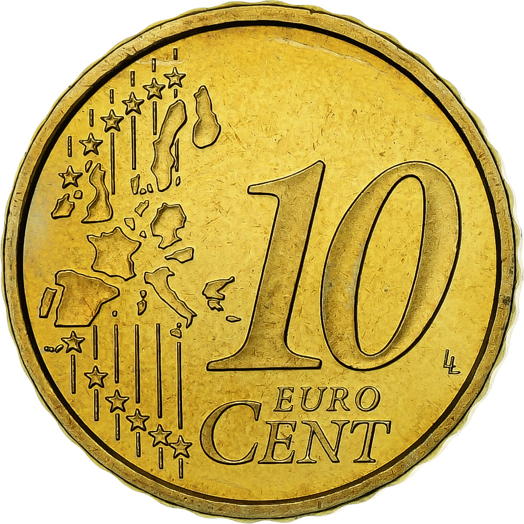 France, 10 Euro Cent, 2003, BE, MS(65-70), Brass, KM:1285