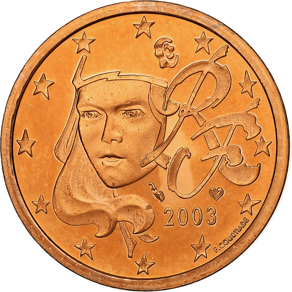 France, 5 Euro Cent, 2003, BE, MS(65-70), Copper Plated Steel, KM:1284