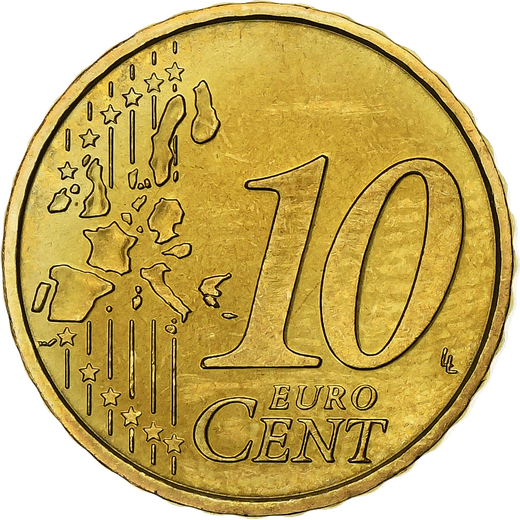 Monaco, 10 Euro Cent, 2002, Paris, UNZ, Messing, KM:170