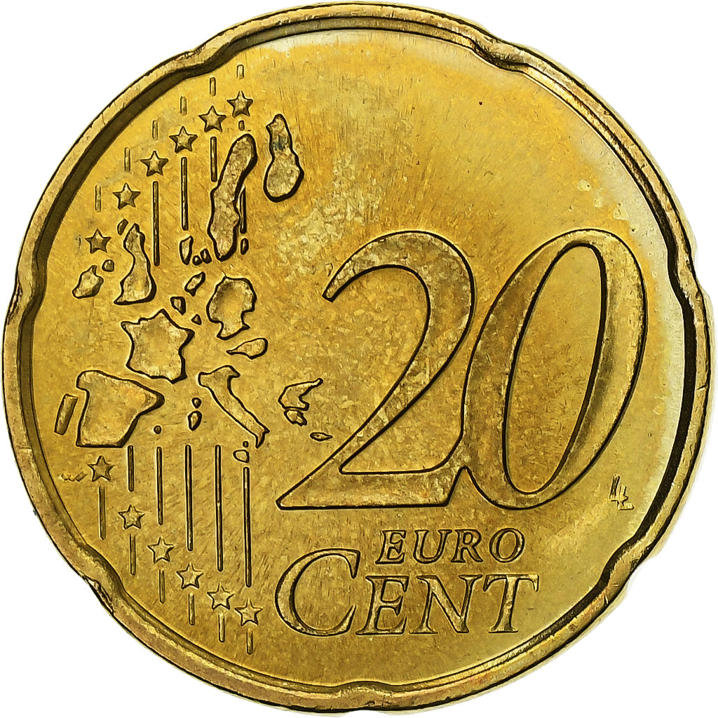 Monaco, Rainier III, 20 Euro Cent, 2002, Paris, MS(63), Brass, Gadoury:MC176