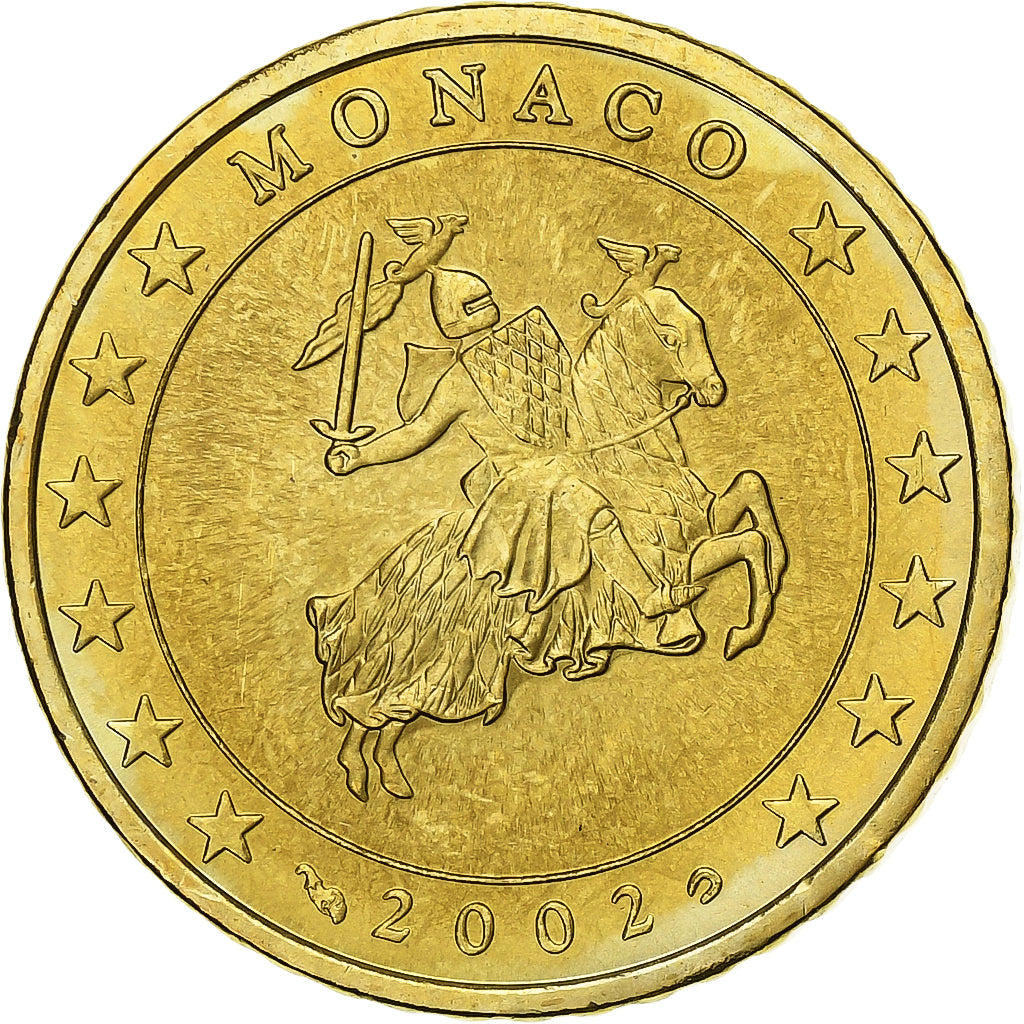 Monaco, Rainier III, 50 Euro Cent, 2002, Paris, MS(63), Brass, Gadoury:MC177