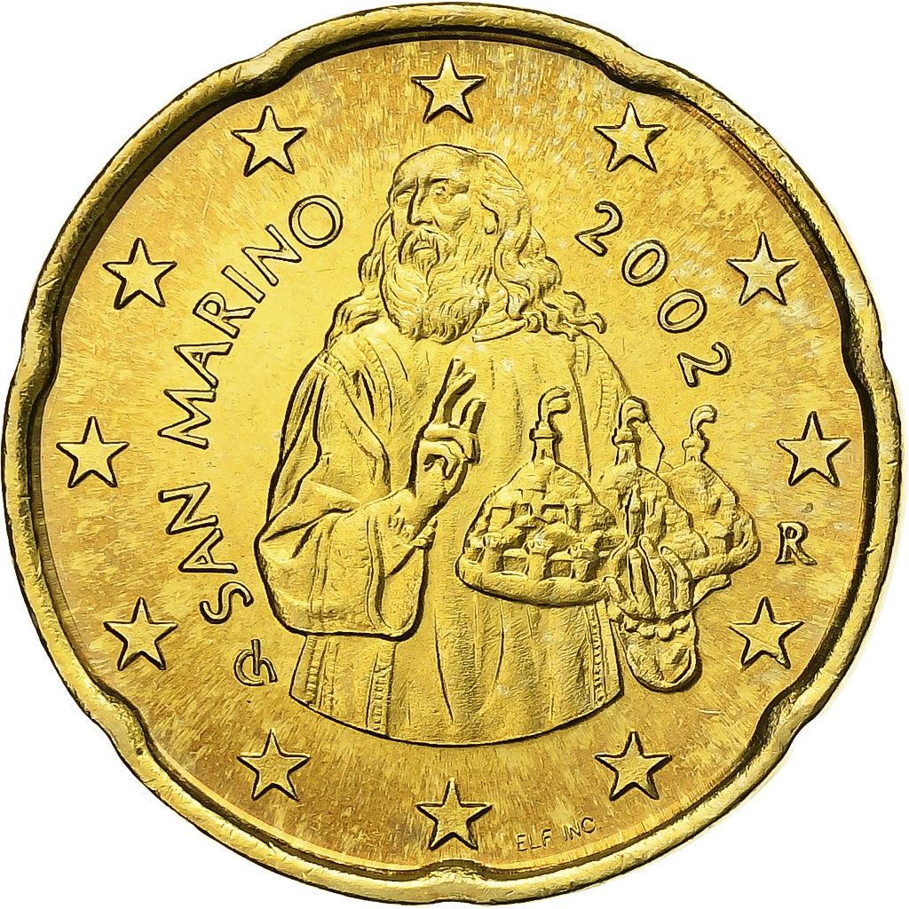 San Marino, 20 Euro Cent, 2002, FDC, Tin, KM:444