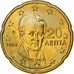 Grecja, 20 Euro Cent, 2002, Athens, MS(65-70), Mosiądz, KM:185