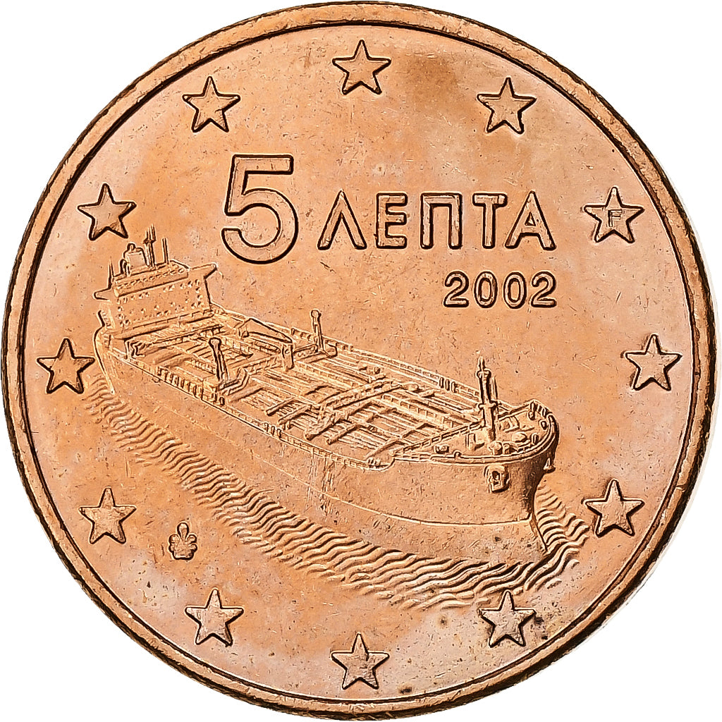 Griechenland, 5 Euro Cent, 2002, Athens, STGL, Copper Plated Steel, KM:183