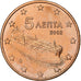 Griechenland, 5 Euro Cent, 2002, Athens, STGL, Copper Plated Steel, KM:183