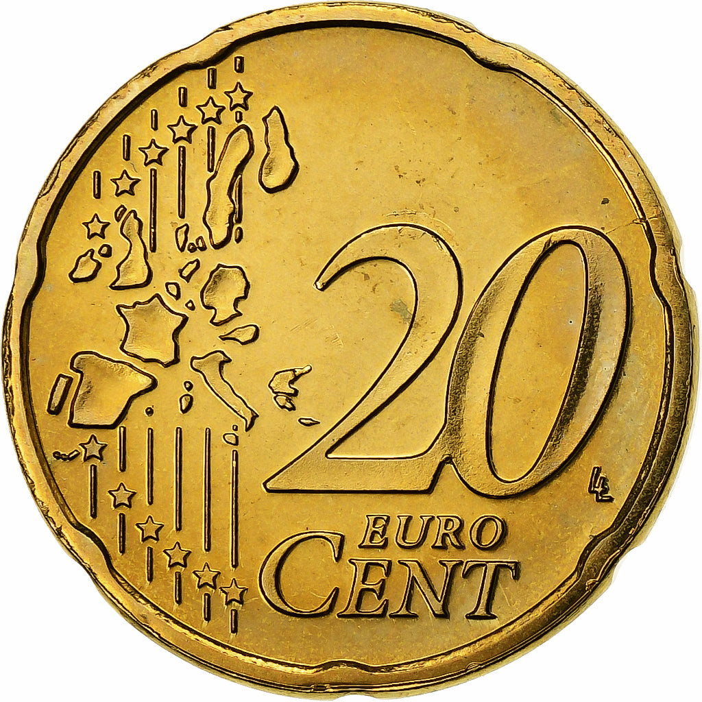 Luksemburg, Henri, 20 Euro Cent, 2002, Utrecht, Mosiądz, MS(65-70), KM:79